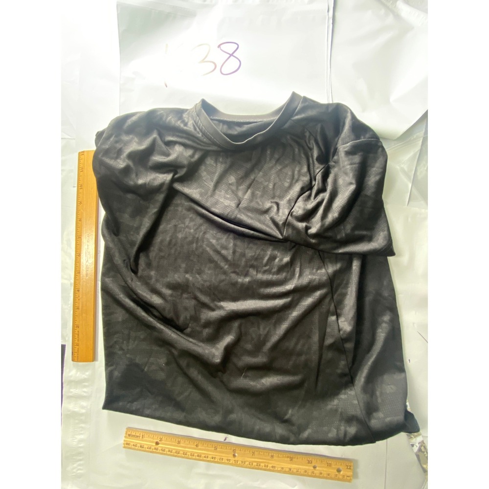Black Athletic T‎ Shirt Short Sleeve Textured Performance Mens Size
